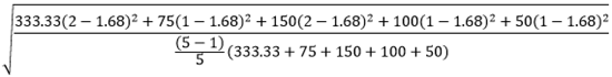 Weighted standard deviation of lines